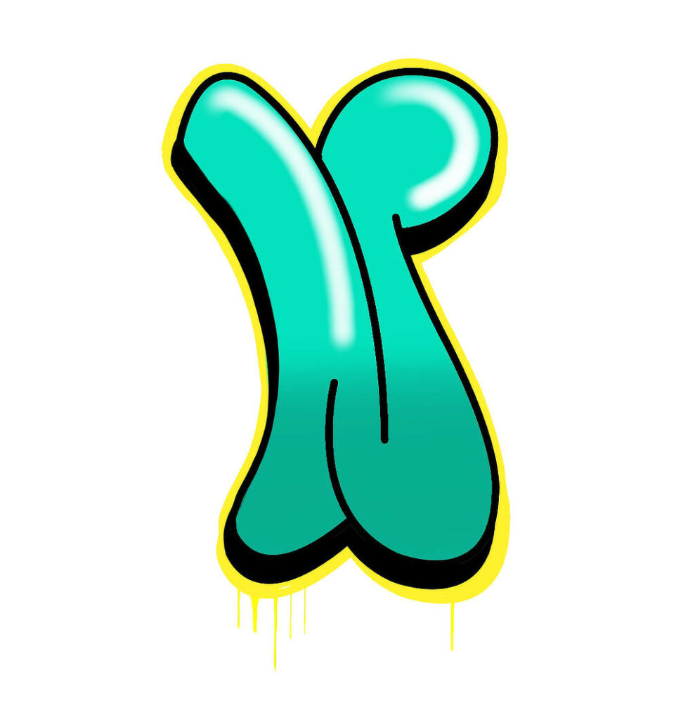 Green colored N Bubble-Style Letter graphic