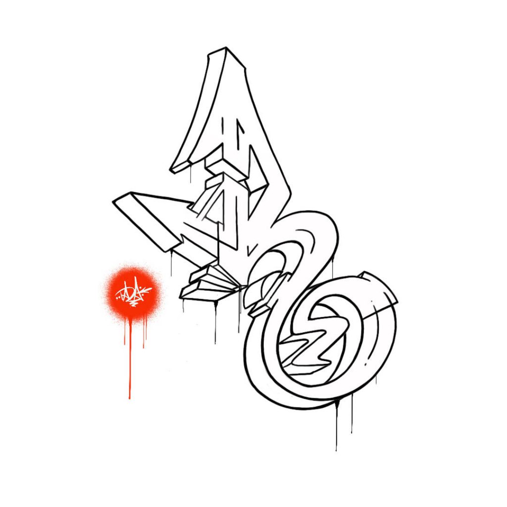 Graffiti Buchstabe R Outlines NFT Grafik
