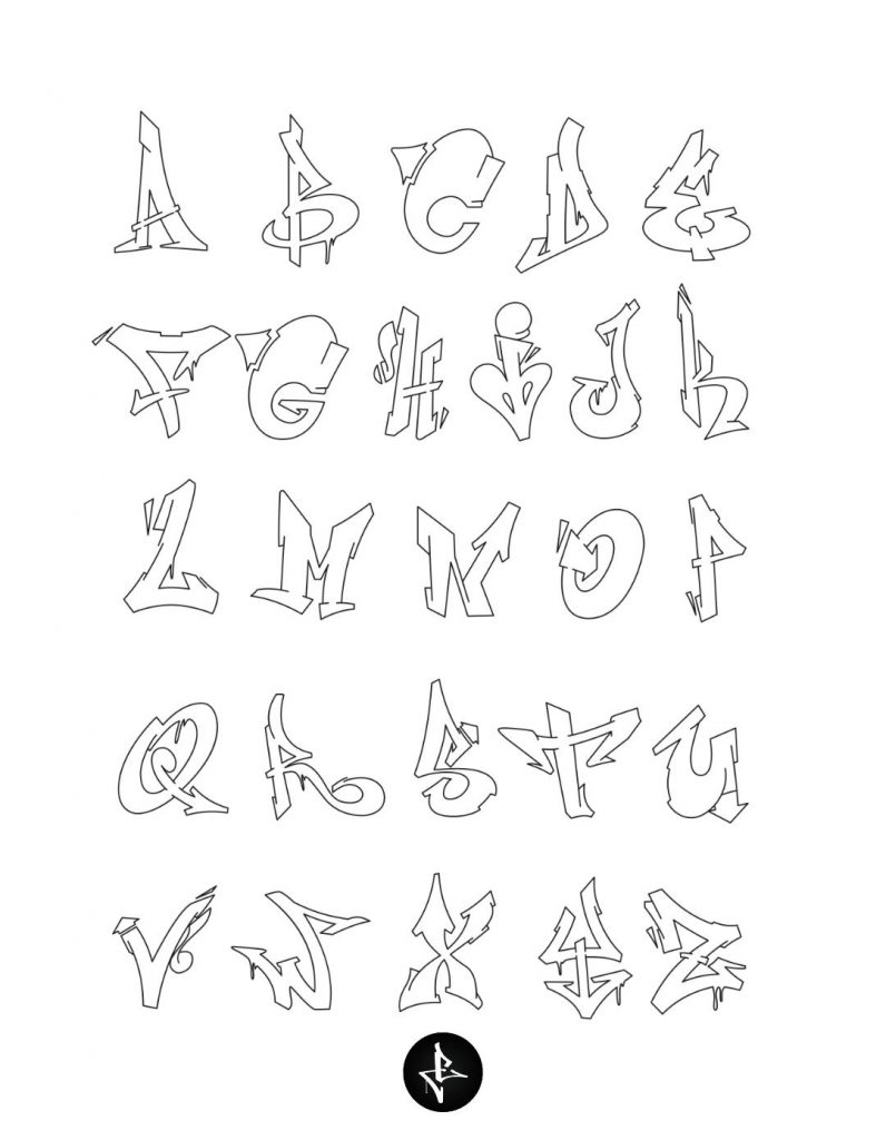 Semi-Wildstyle Graffiti Alphabet Procreate Brushset Grafik