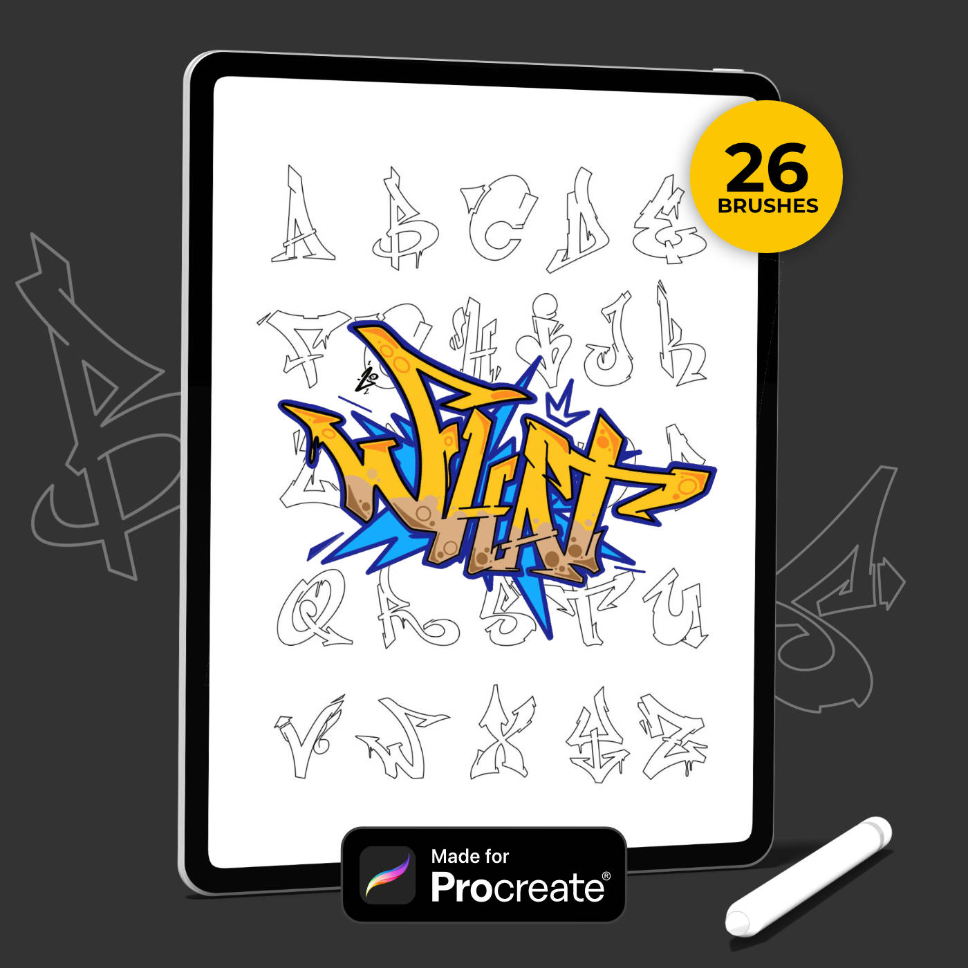 SemiWildstyle 1 Graffiti Alphabet Procreate Brushset
