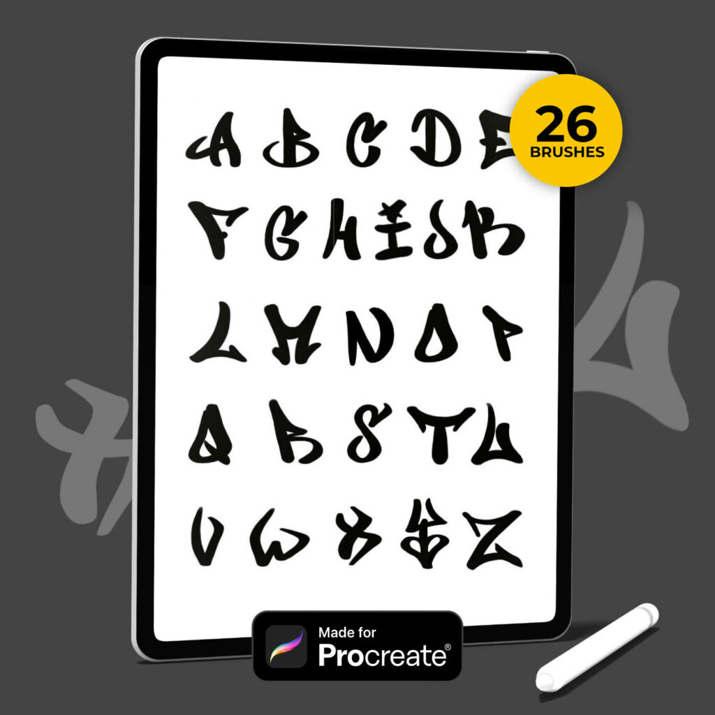 Tag Graffiti Alphabet Procreate Brushset graphic