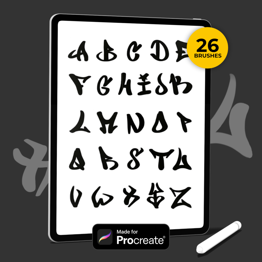 Graffiti Tag Alphabet Procreate Brushset graphic