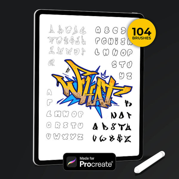 Procreate Graffiti Alphabet Brush-set bundle thumbnail graphic