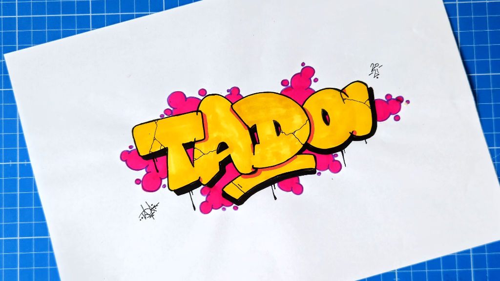 Photo of a tada graffiti drawing in simple-style