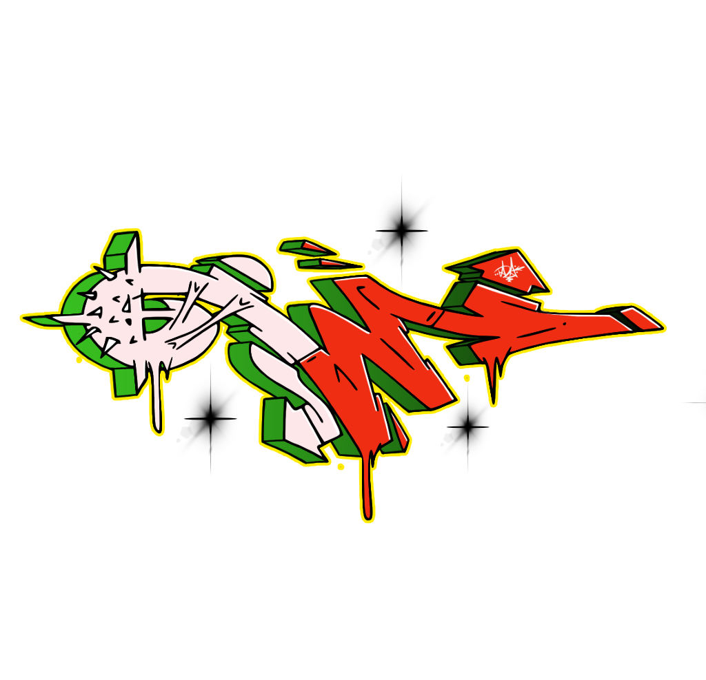 Colored W Wildstyle Graffiti Letter