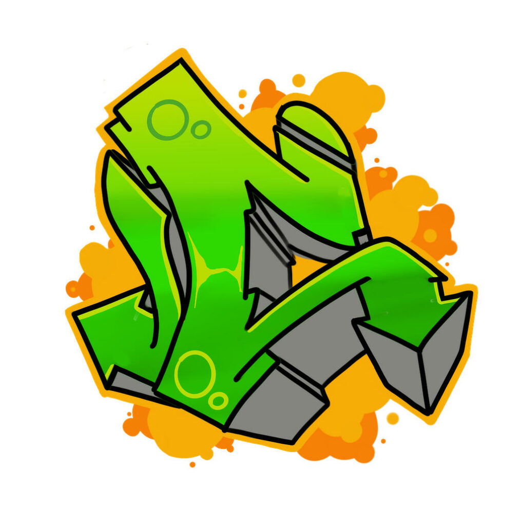 3D wildstyle graffiti letter C graphic