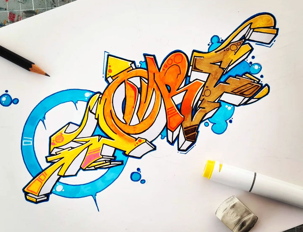 Photo of a "Wore" graffiti drawing 